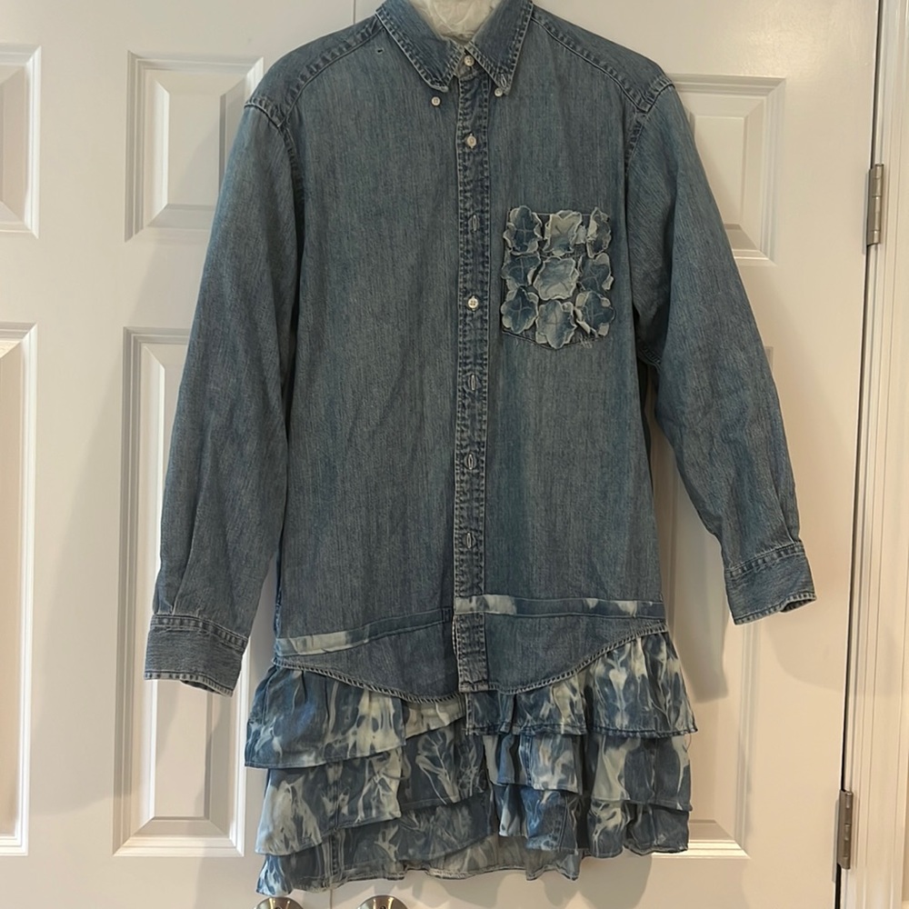 Capuccino Denim Ruffle Dress